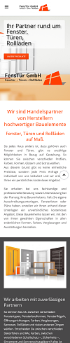 Webdesign Smartphone - Referenz Vorschau für fenstuer-gmbh.de